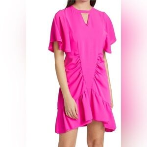 NWT REVOLVE Le Superbe Waikiki Ruched Mini Dress in Hot Pink Sz 2